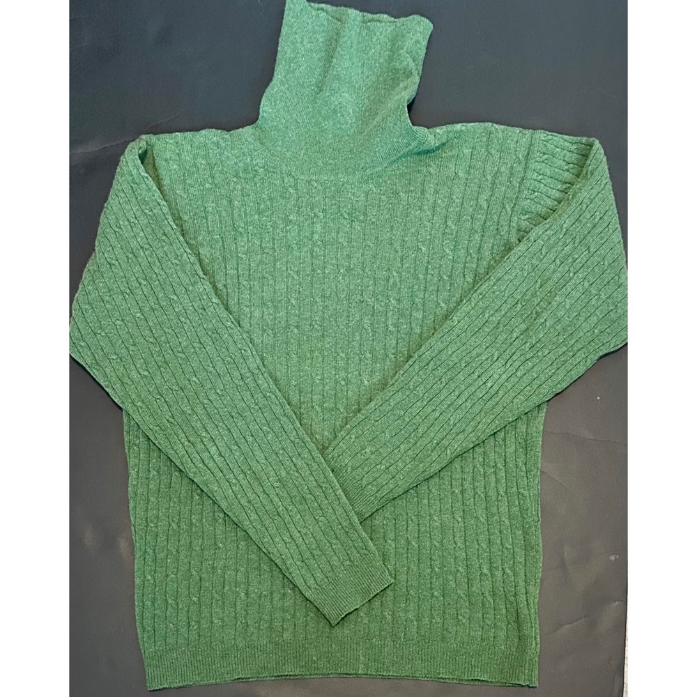 Clan Douglas Green 100% Cashmere Turtleneck Sweater Made in Scotland Size M